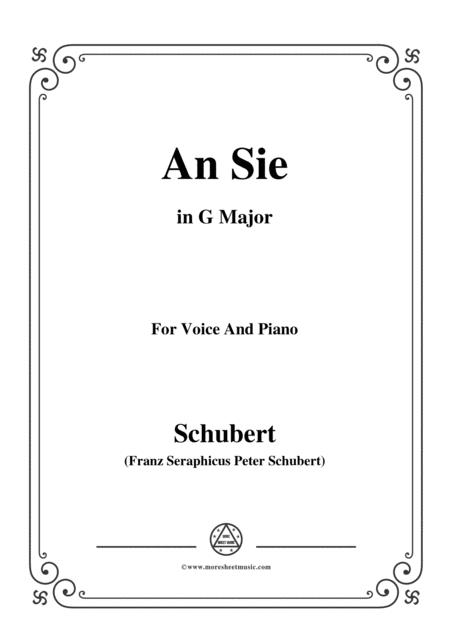 Schubert An Sie In G Major For Voice Piano