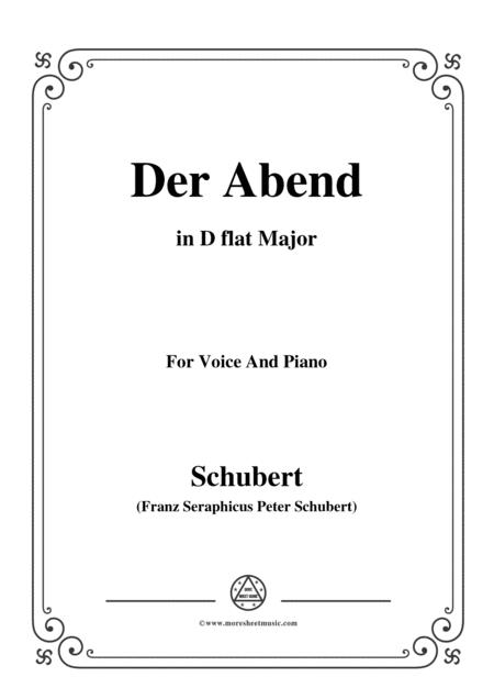 Schubert Der Abend In D Flat Major Op 118 No 2 For Voice And Piano
