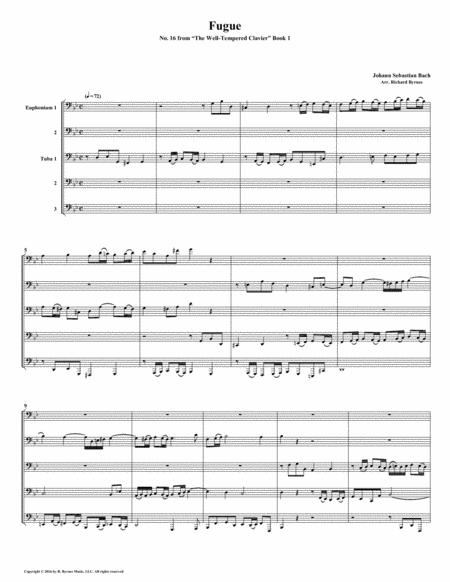 Fugue 16 From Well Tempered Clavier Book 1 Euphonium Tuba Quintet