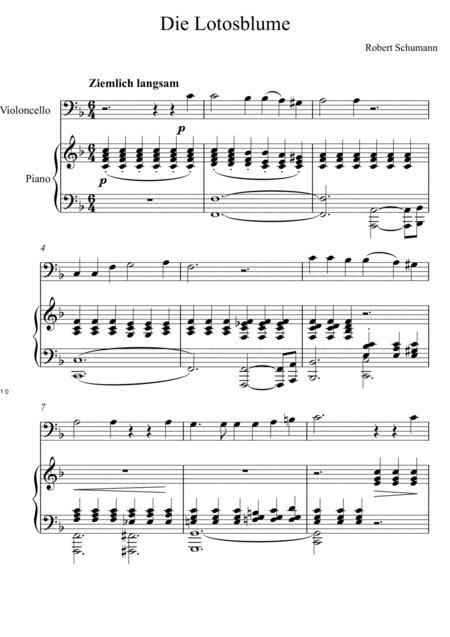 Robert Schumann Die Lotosblume Violoncello Solo