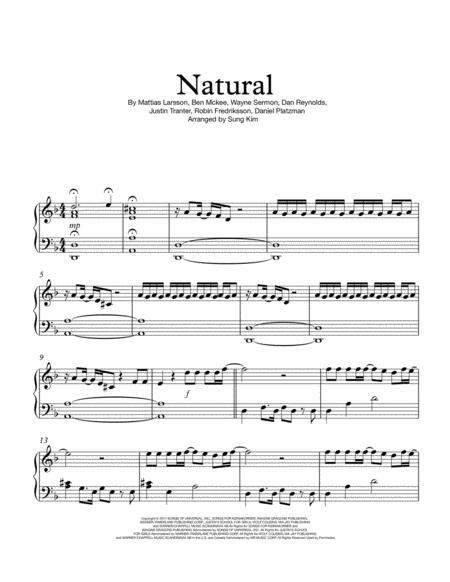 Natural Imagine Dragons For Piano Solo