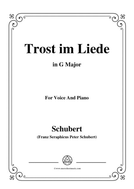 Schubert Trost Im Liede In G Major For Voice And Piano