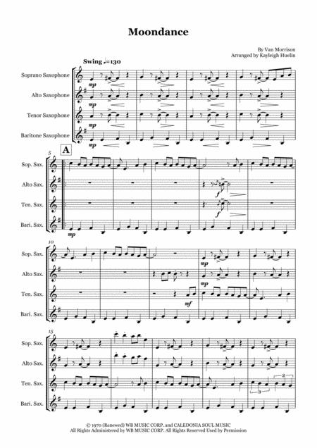 Moondance By Van Morrison Michael Buble Saxophone Quartet SATB