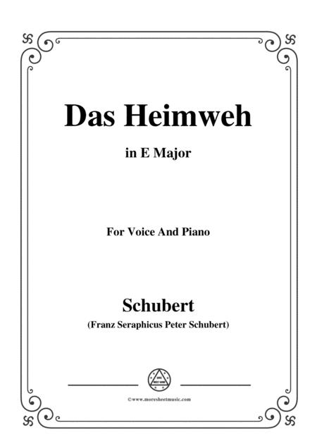 Schubert Das Heimweh In E Major For Voice Piano