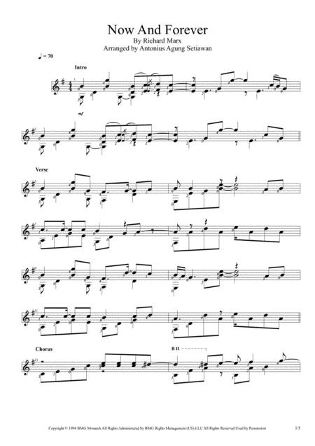 Now And Forever Solo Guitar Score