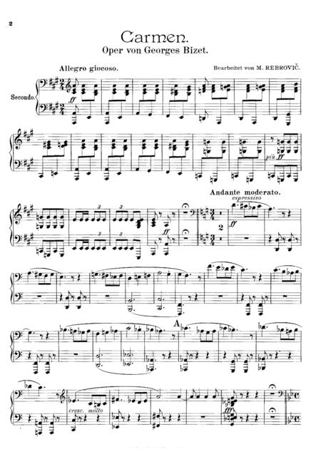 Bizet Carmen Medley For Piano Duet 1 Piano 4 Hands Pb811