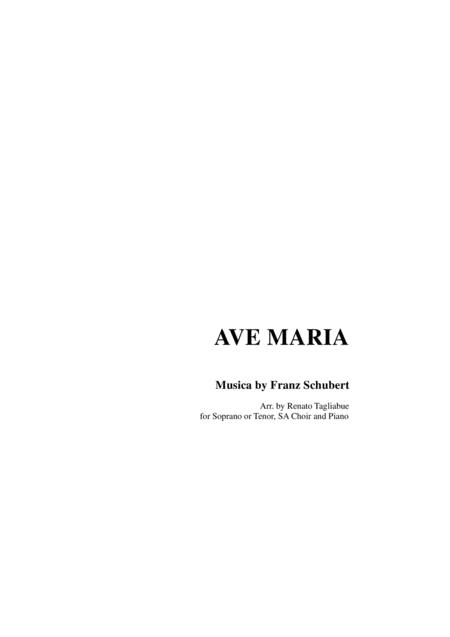 Ave Maria By Schubert Arr For Soprano Or Tenor Sa Choir Vocalization And Piano