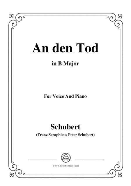 Schubert An Den Tod In B Major For Voice Piano