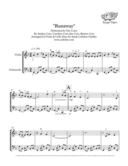 Runaway Violin Cello Duet The Corrs Arr Cellobat