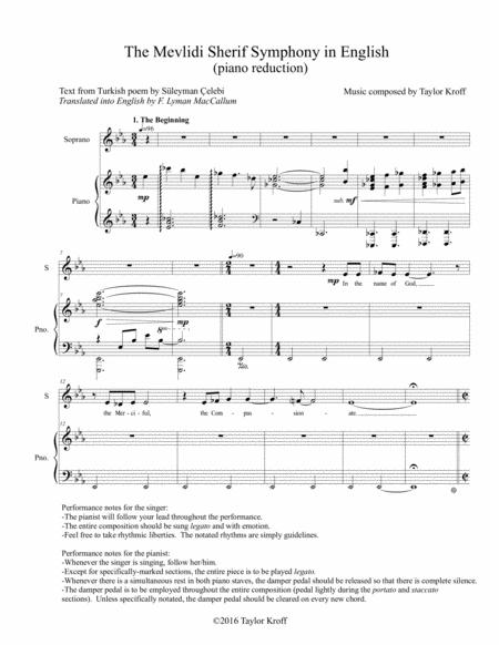 The Mevlidi Sherif Symphony In English Piano Reduction