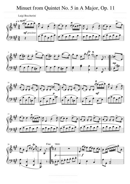 Luigi Boccherini Minuetto In G Piano Solo