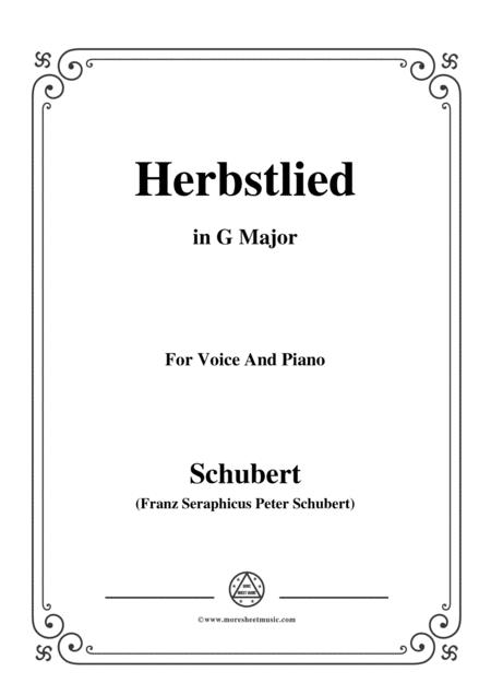 Schubert Herbstlied In G Major For Voice And Piano Strings And Voice