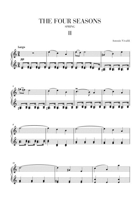 Vivaldi The Four Seasons Spring 2nd Mov Intermediate Piano