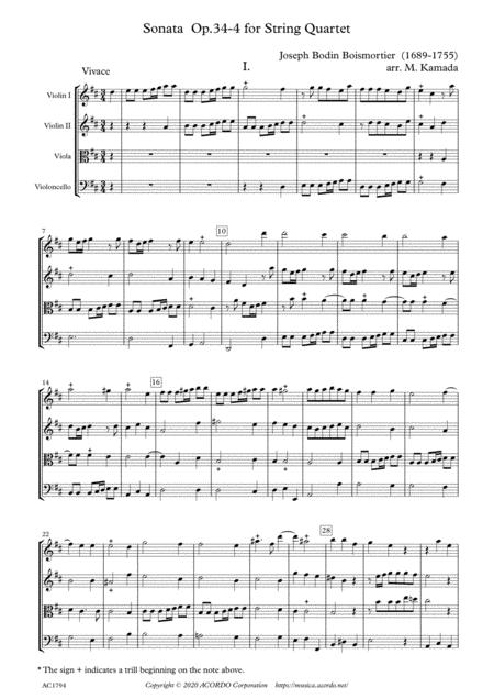 Sonata Op 34 4 For String Quartet