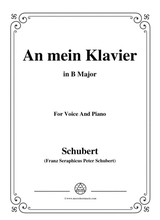 Schubert An Mein Klavier In B Major For Voice Piano