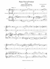Mozart Piano Trio In D Minor K 442 For Violin Cello And Piano Score And Parts