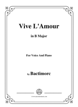 Bactimorc Vive L Amour In B Major For Voice And Piano