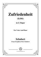 Schubert Zufriedenheit Contentment D 501 In G Major For Voice Piano