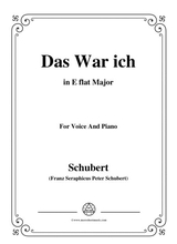 Schubert Das War Ich In E Flat Major For Voice Piano