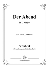 Schubert Der Abend In D Major Op 118 No 2 For Voice And Piano