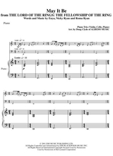 May It Be From The Lord Of The Rings The Fellowship Of The Ring For Piano Trio