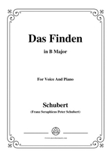 Schubert Das Finden In B Major For Voice Piano