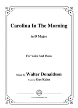 Walter Donaldson Carolina In The Morning In D Major For Voice And Piano