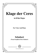 Schubert Klage Der Ceres In B Flat Major For Voice Piano