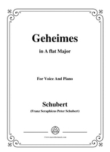 Schubert Geheimes Op 14 No 2 In A Flat Major For Voice Piano