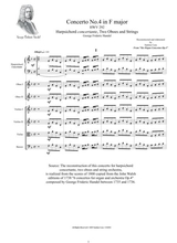 Handel Concerto No 4 In F Major Hwv 292 Op 4 For Harpsichord Winds And Strings