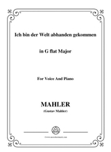 Mahler Ich Bin Der Welt Abhanden Gekommen In G Flat Major For Voice And Piano