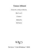 Concerto String Orchestra Op 2 No 2 E Minor Original Version