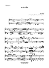 Monti V Czardas For Two Violins