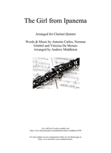 The Girl From Ipanema Arranged For Clarinet Quintet