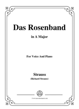 Richard Strauss Das Rosenband In A Major For Voice And Piano