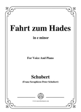 Schubert Fahrt Zum Hades In E Minor D 526 For Voice And Piano