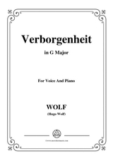 Wolf Verborgenheit In G Major For Voice And Paino