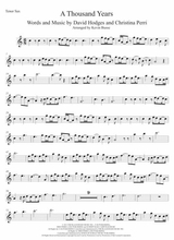 A Thousand Years Easy Key Of C Tenor Sax
