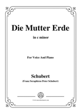Schubert Die Mutter Erde In C Minor For Voice And Piano