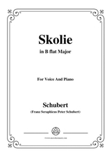 Schubert Skolie Skolion Drinking Song D 306 In B Flat Major For Voice Piano