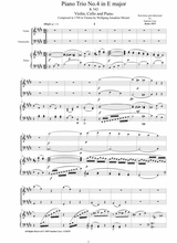 Mozart Piano Trio No 4 In E Major K542 For Violin Cello And Piano