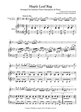 Maple Leaf Rag Arranged For Soprano Saxophone And Piano