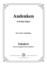 Schubert Andenken In D Flat Majo For Voice Piano