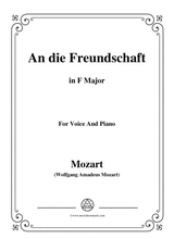 Mozart An Die Freundschaft In F Major For Voice And Piano