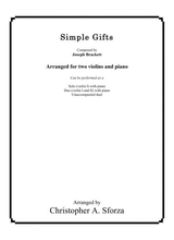 Simple Gifts For Two Violins And Piano