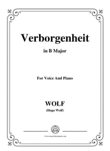 Wolf Verborgenheit In B Major For Voice And Piano