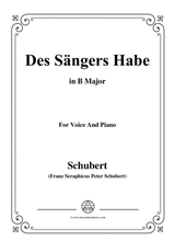 Schubert Des Sngers Habe In B Major For Voice Piano