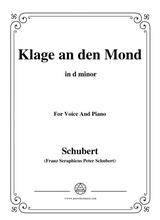 Schubert Klage An Den Mond In D Minor For Voice And Piano