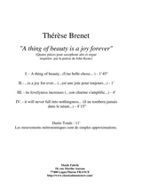 Thrse Brenet A Thing Of Beauty Is A Joy Forever For Alto Saxophone And Organ