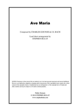 Ave Maria Bach Gounod Lead Sheet Key Of G